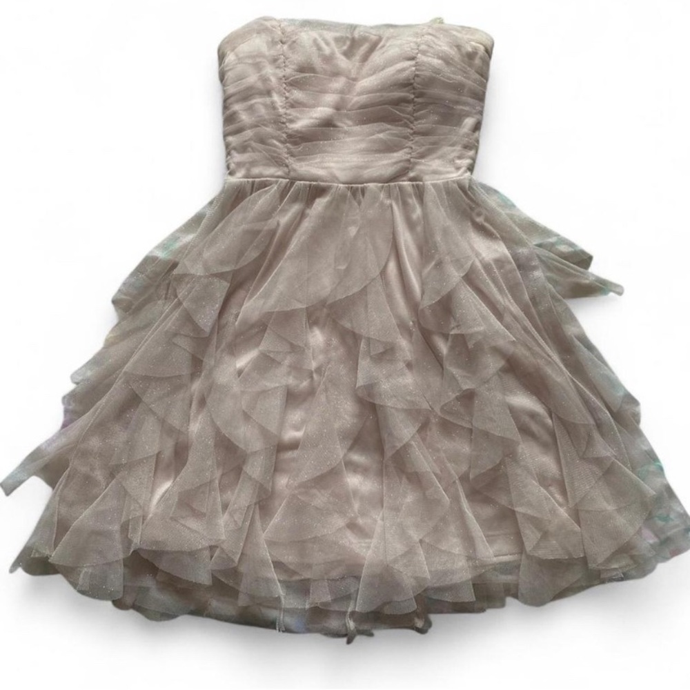 Gorgeous Y2K Fairycore Princess Sparkly Ruched Cream Frilly Mini Dress 🤍🧚🤍